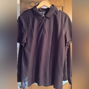 NWT Calvin Klein Men’s Black Polo Zip-Front Shirt Medium